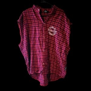 NPC Activewear USA Muscle Bodybuilding sleeveless plaid flannel shirt XL